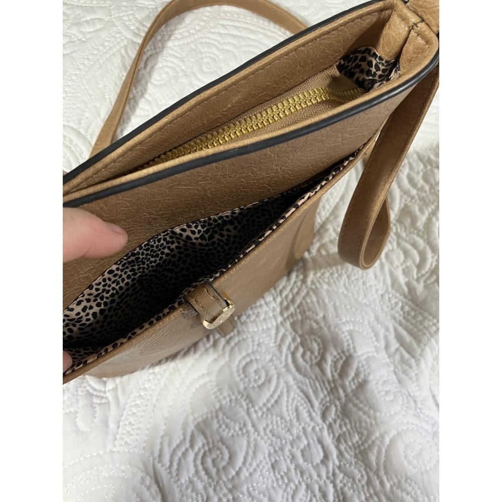 Crossbody Purse Shoulder Bag Animal Print Women's Small Brown Travel Gold Accent - Picture 8 of 9